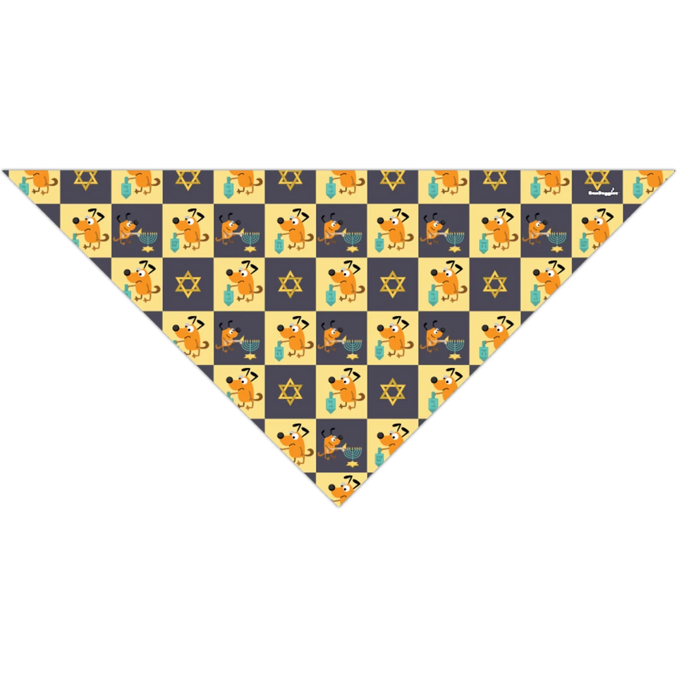 BanDoggie Dreidel Dogs Hanukkah Dog Bandana - Holiday Print Microfiber Pet Bandana - Pets Perfect