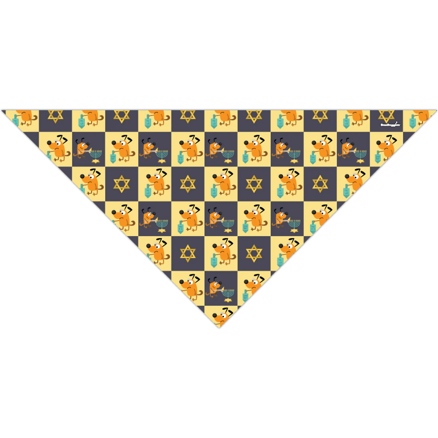 BanDoggie Dreidel Dogs Hanukkah Dog Bandana - Holiday Print Microfiber Pet Bandana