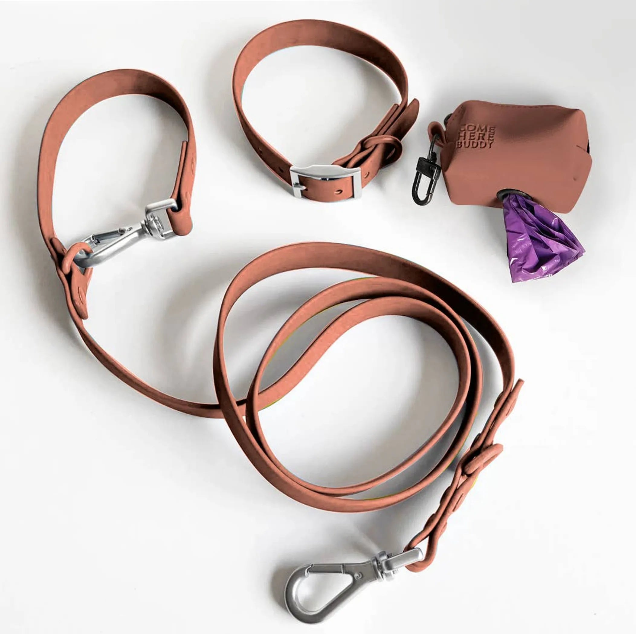 Brown Leather Poop Bag Dispenser