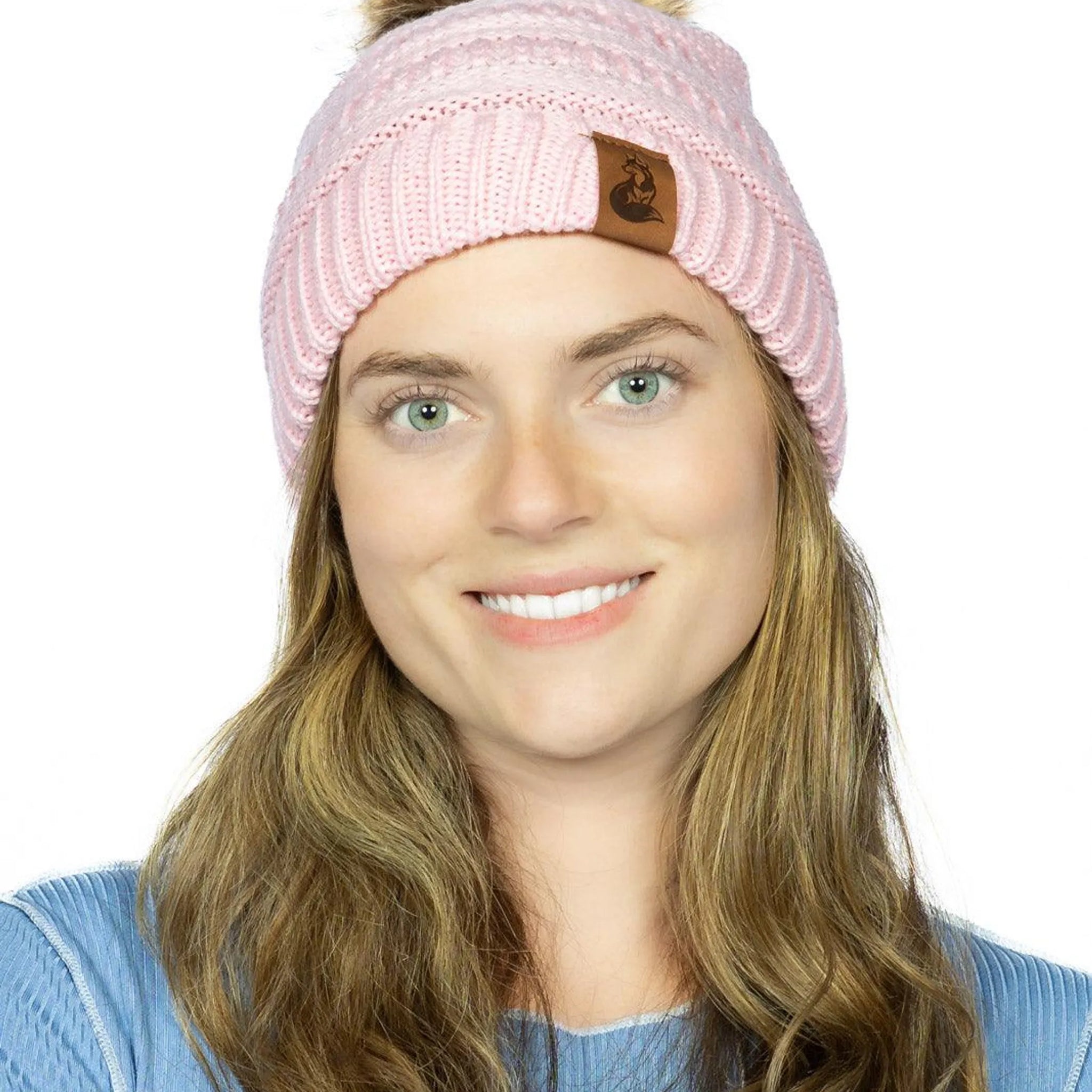 Dianthus Pink Ribbed Beanie with Pom