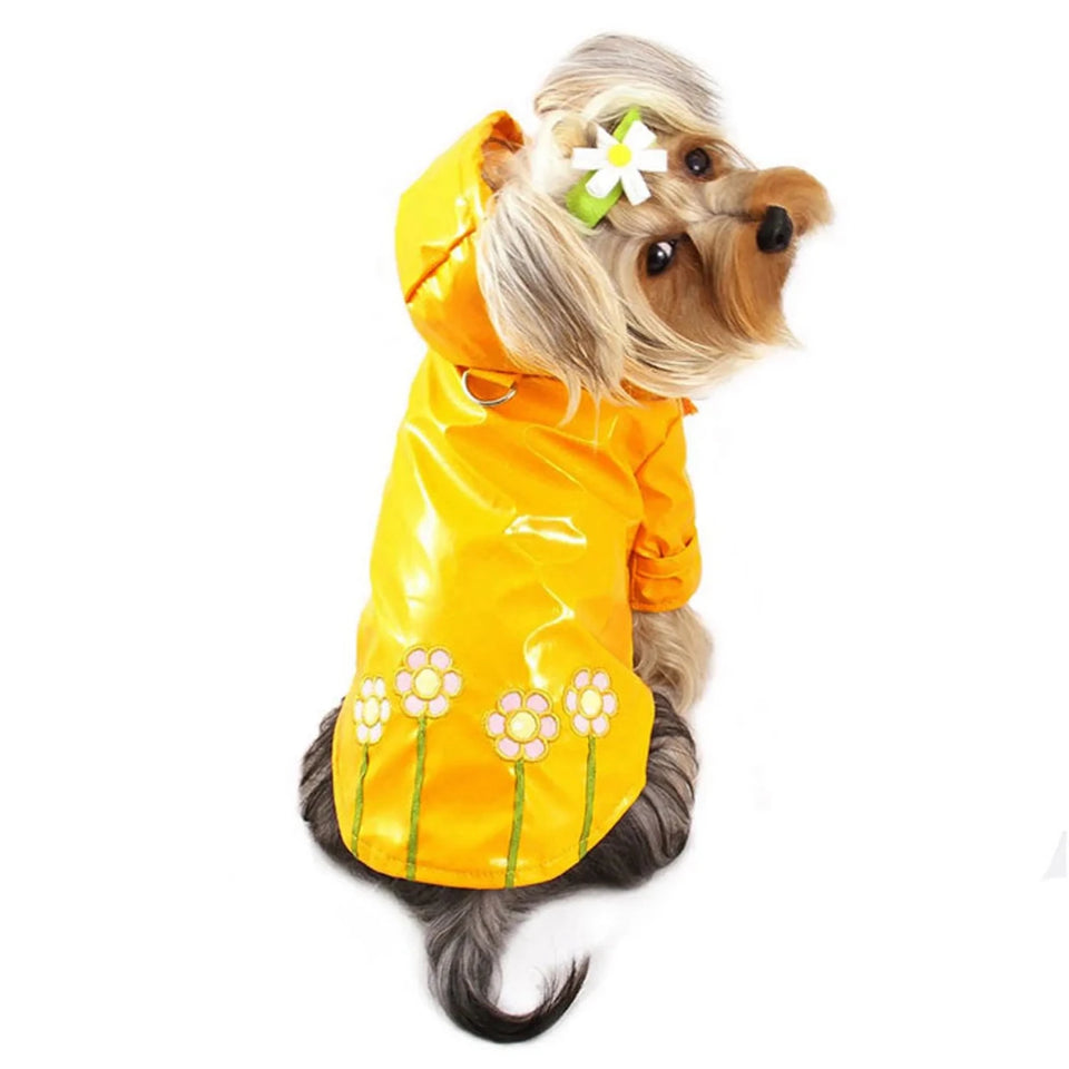 Klippo Polka Dots & Daisies Dog Raincoat with Soft Cotton Lining - Pets Perfect