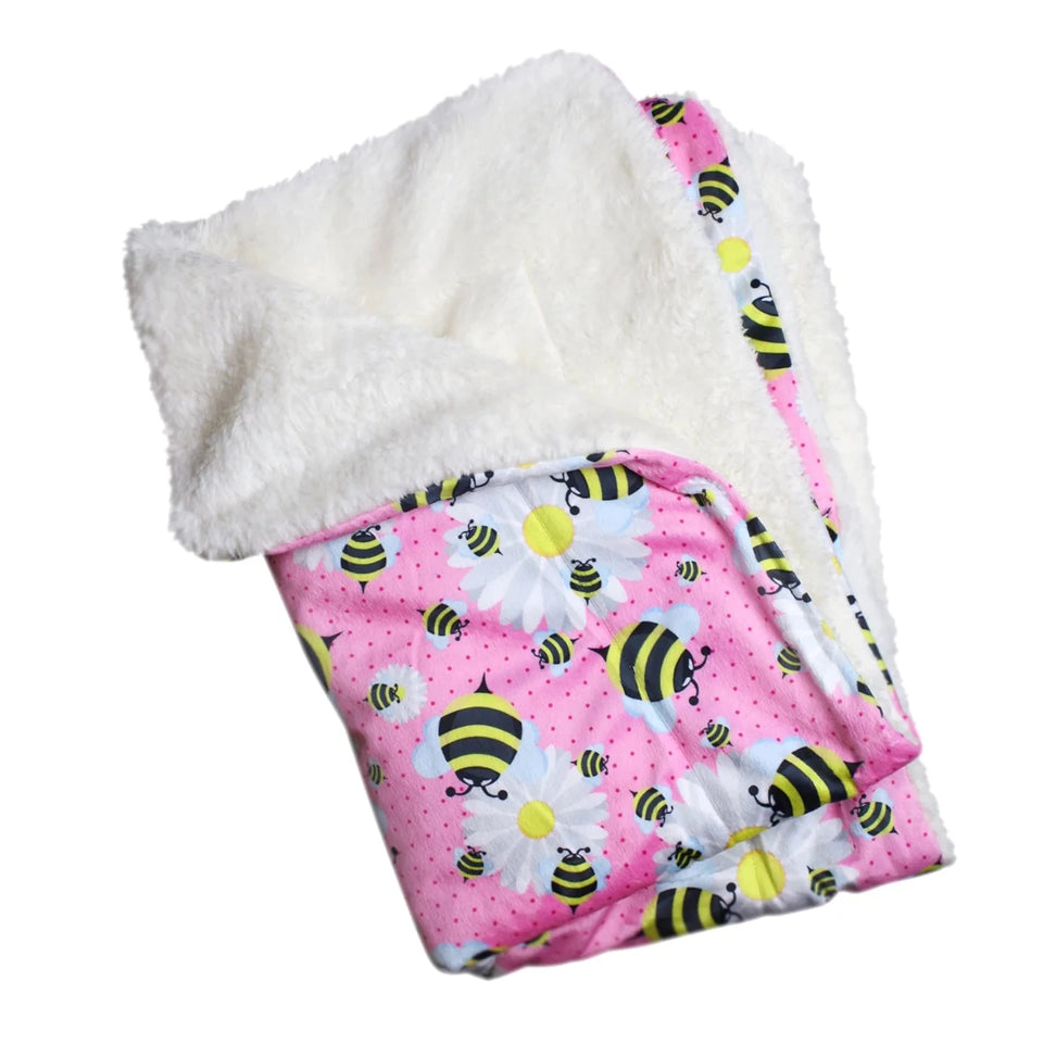 Ultra Soft Minky/Plush Bumblebee and Flowers Blanket - Pets Perfect