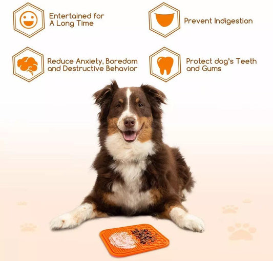 Pawsome Pets Silicone Dog Lick Mat with Dual Feeding Zones