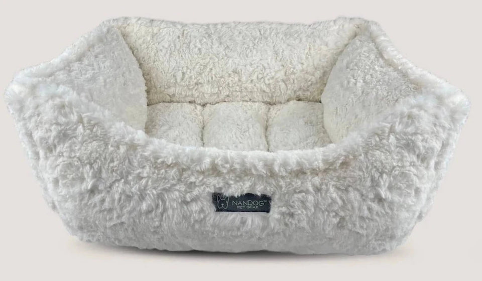 NANDOG Cloud Shaggy Reversible Pet Bed -IVORY - Pets Perfect