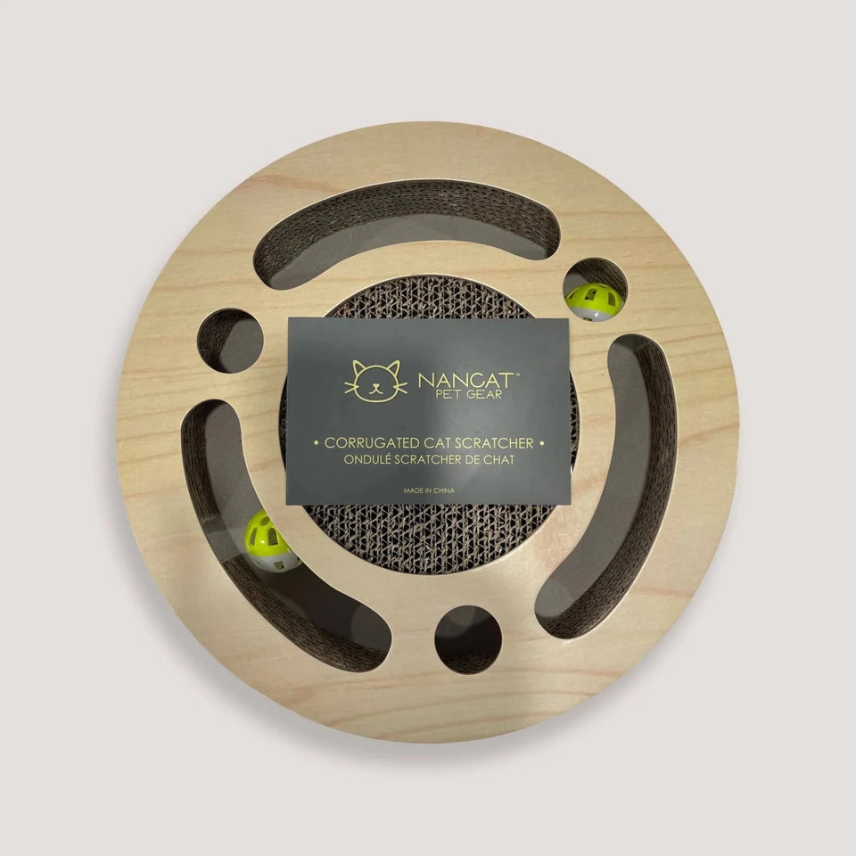 NANDOG Round Shape Open Play Set Wood Cat Scratcher - Pets Perfect