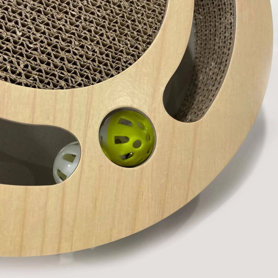 NANDOG Round Shape Open Play Set Wood Cat Scratcher - Pets Perfect