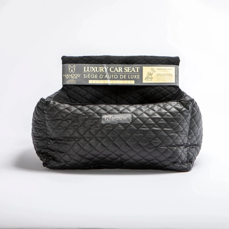 NANDOG Car Seat Quilted Vegan Leather BLACK - Pets Perfect