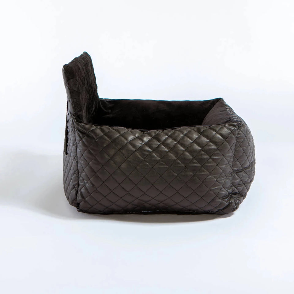 NANDOG Car Seat Quilted Vegan Leather BLACK - Pets Perfect