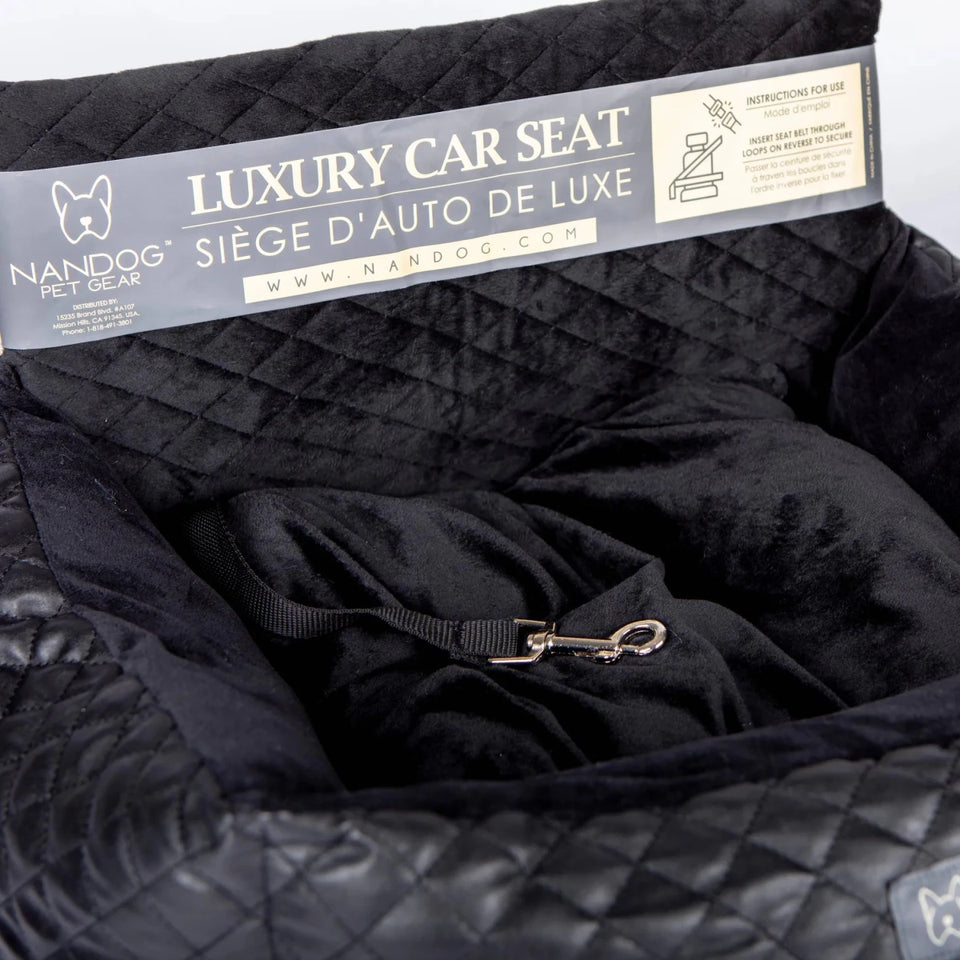 NANDOG Car Seat Quilted Vegan Leather BLACK - Pets Perfect
