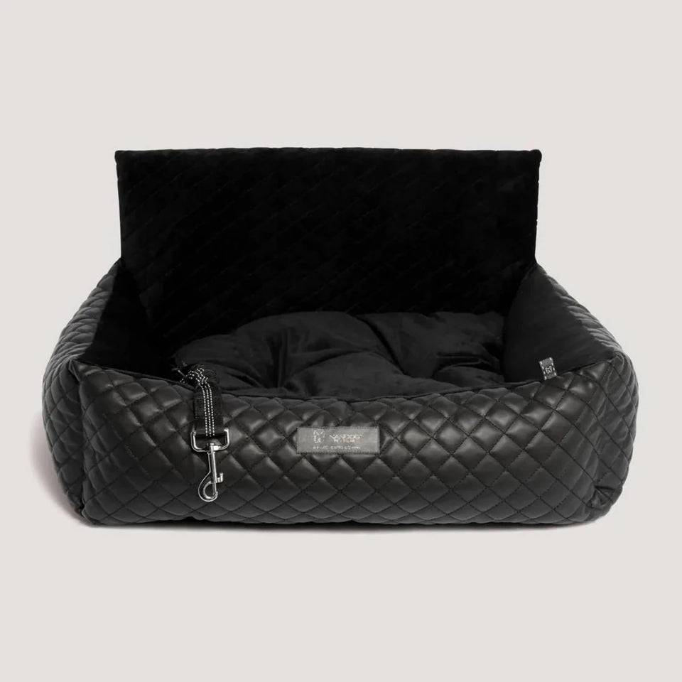 NANDOG Large Black Vegan Leather Car Seat - Pets Perfect