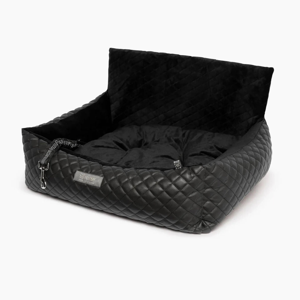 NANDOG Large Black Vegan Leather Car Seat - Pets Perfect