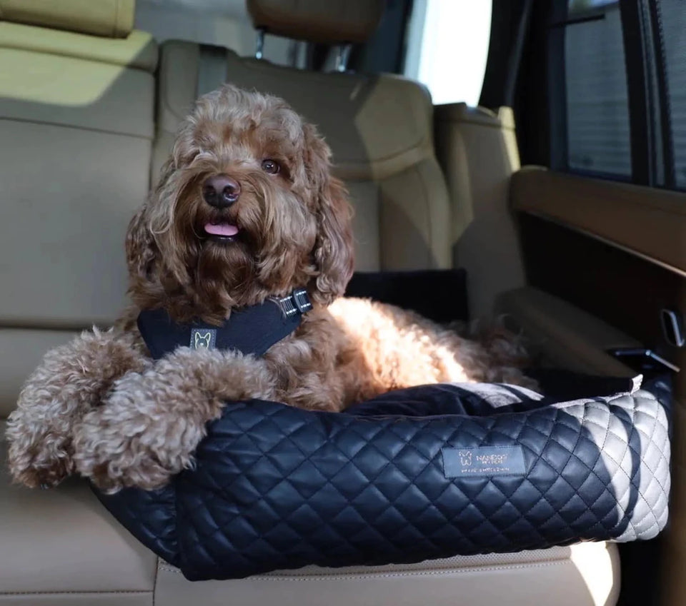 NANDOG Large Black Vegan Leather Car Seat - Pets Perfect