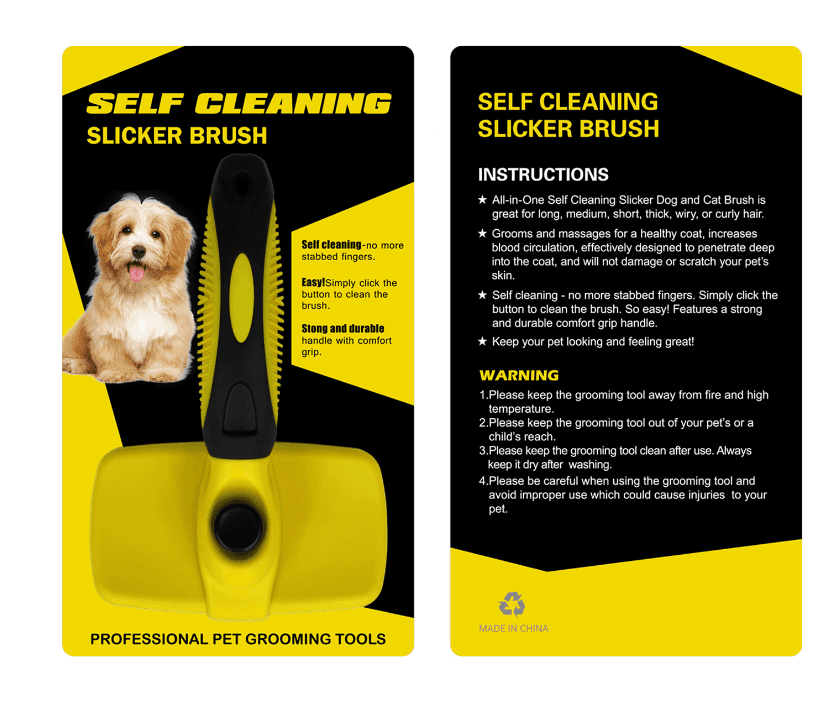 Dog Hugs Cat FurFreeze Self - Cleaning Slicker Brush - Stainless Steel Dog Grooming Brush - Pets Perfect