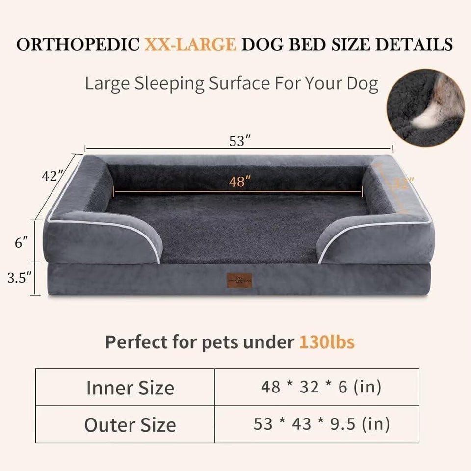 Waterproof Orthopedic Foam Dog Bed Extra Large Dark Grey, view 5