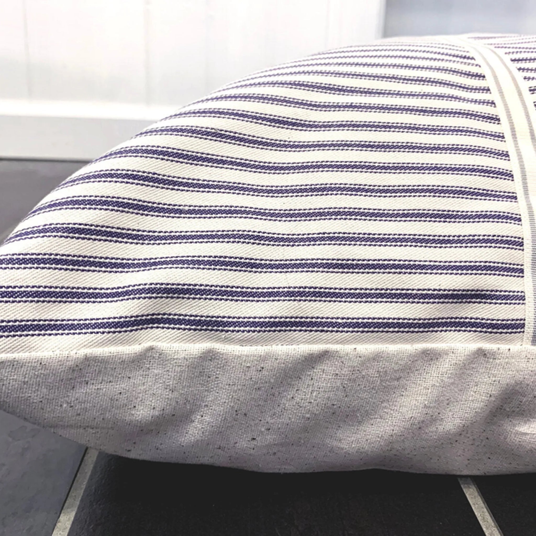 Naval Rigging Vintage Farmhouse Navy Ticking Dog Bed