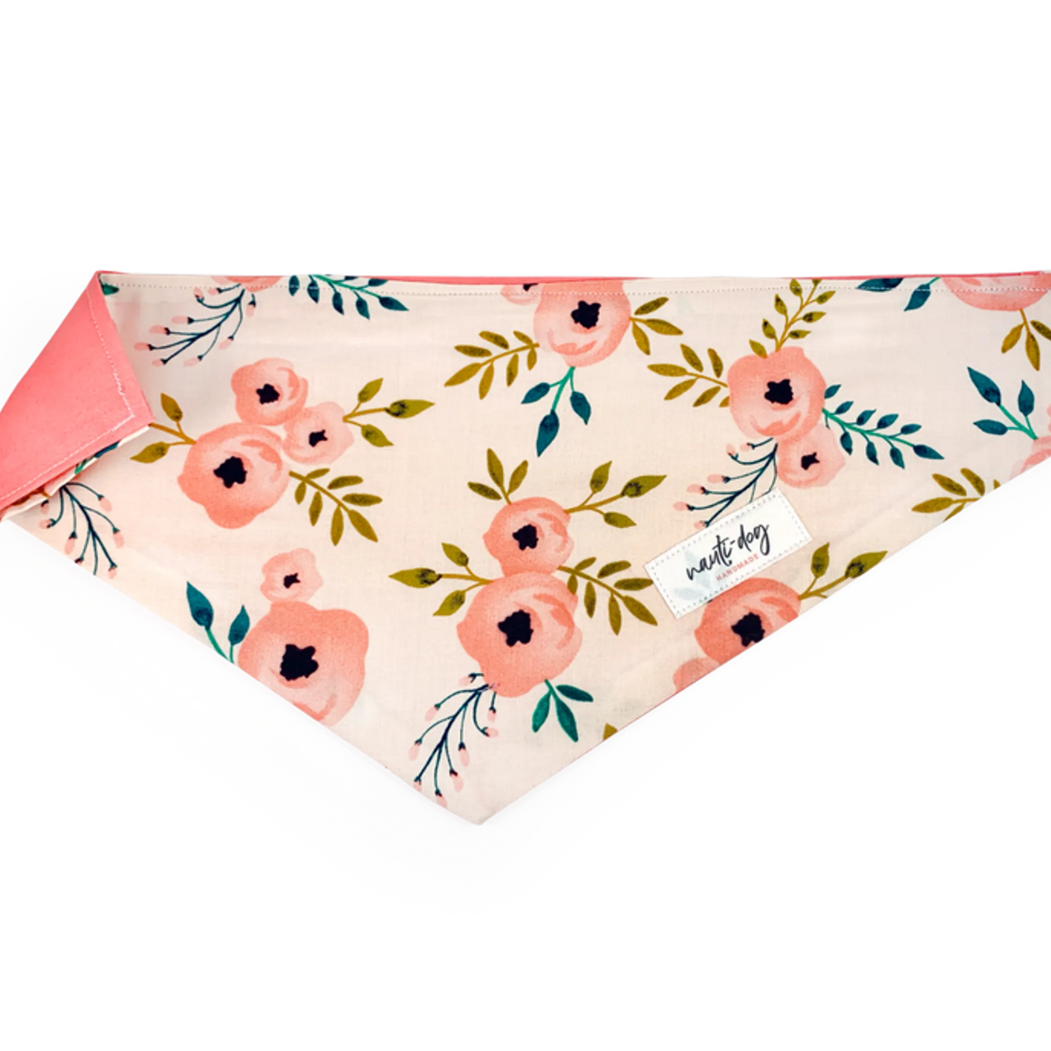 Charleston Blush Floral Tea Rose Over-the-collar Dog Bandana