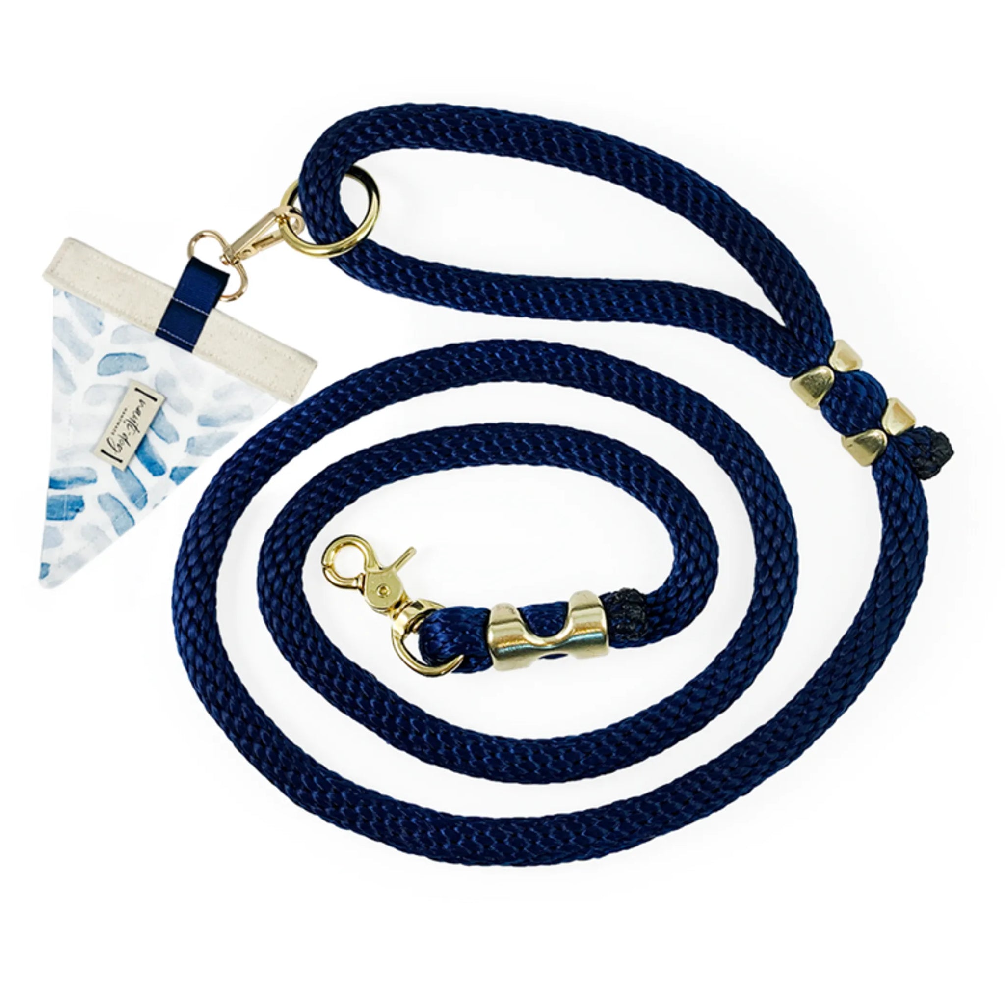 Raindrop Spring Watercolor Blue Herringbone Premium Rope Leash