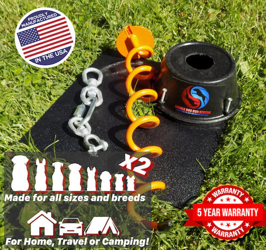 Double Dog Run Tangle-free Two Dog Tie Out Stake