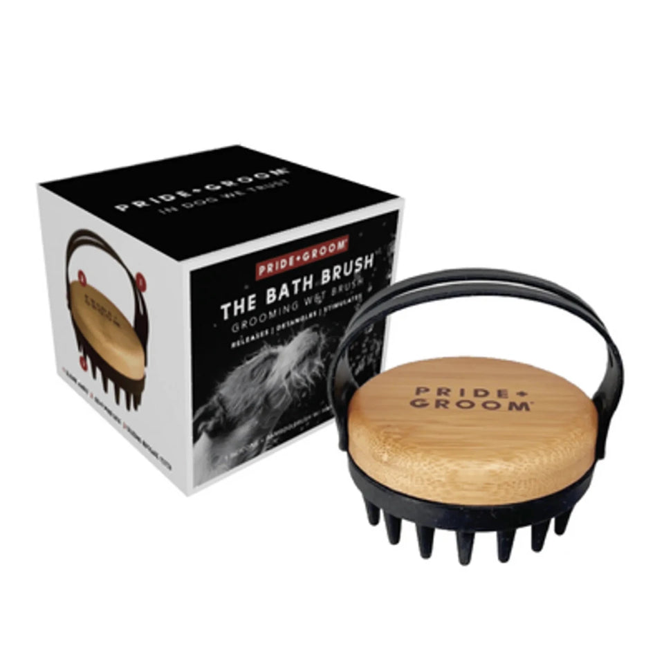 PRIDE+GROOM The Bath Brush - Silicone Massage & Detangling Brush with Hand Strap - Pets Perfect