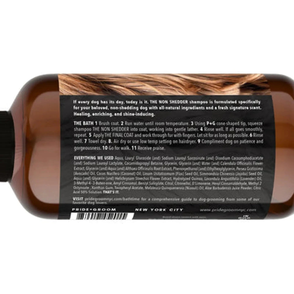PRIDE+GROOM The Non Shedder Dog Shampoo 16 oz - Natural Formula for Doodles & Non-Shedding Breeds - Pets Perfect