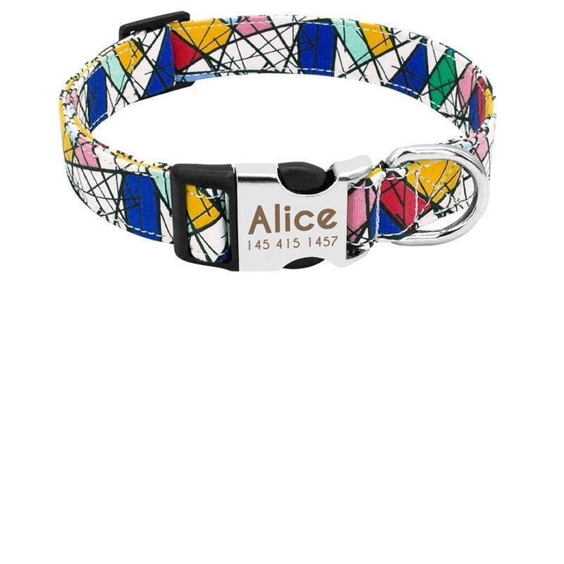 Personalized Engraved Nylon Dog Collar with ID Tag - Custom Name Collar for Dogs - Pets Perfect
