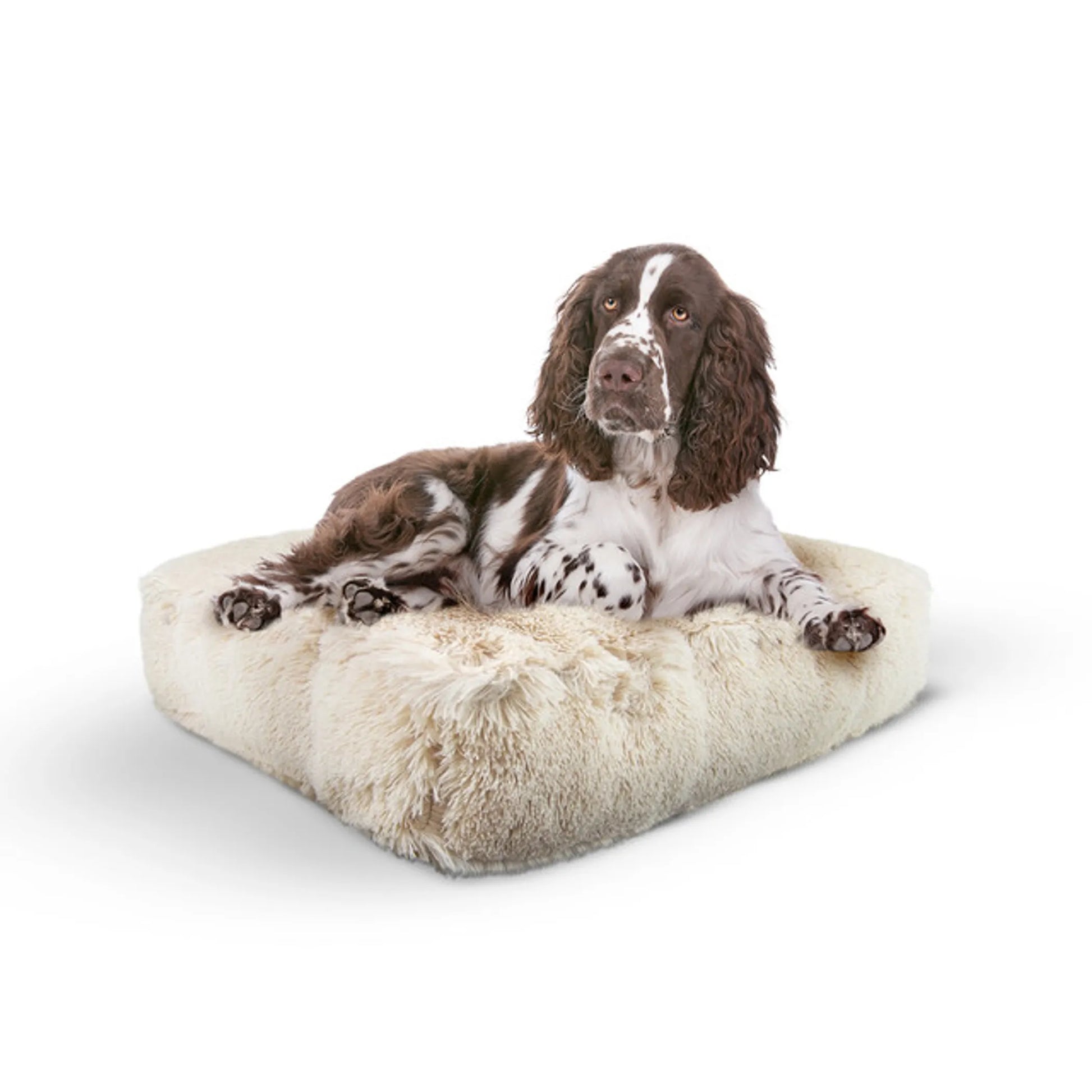 Bessie and Barnie Frosted Willow Rectangle Dog Bed Small - Luxury Plush Pet Bed with 5 Pillows & Washable Cover - Pets Perfect