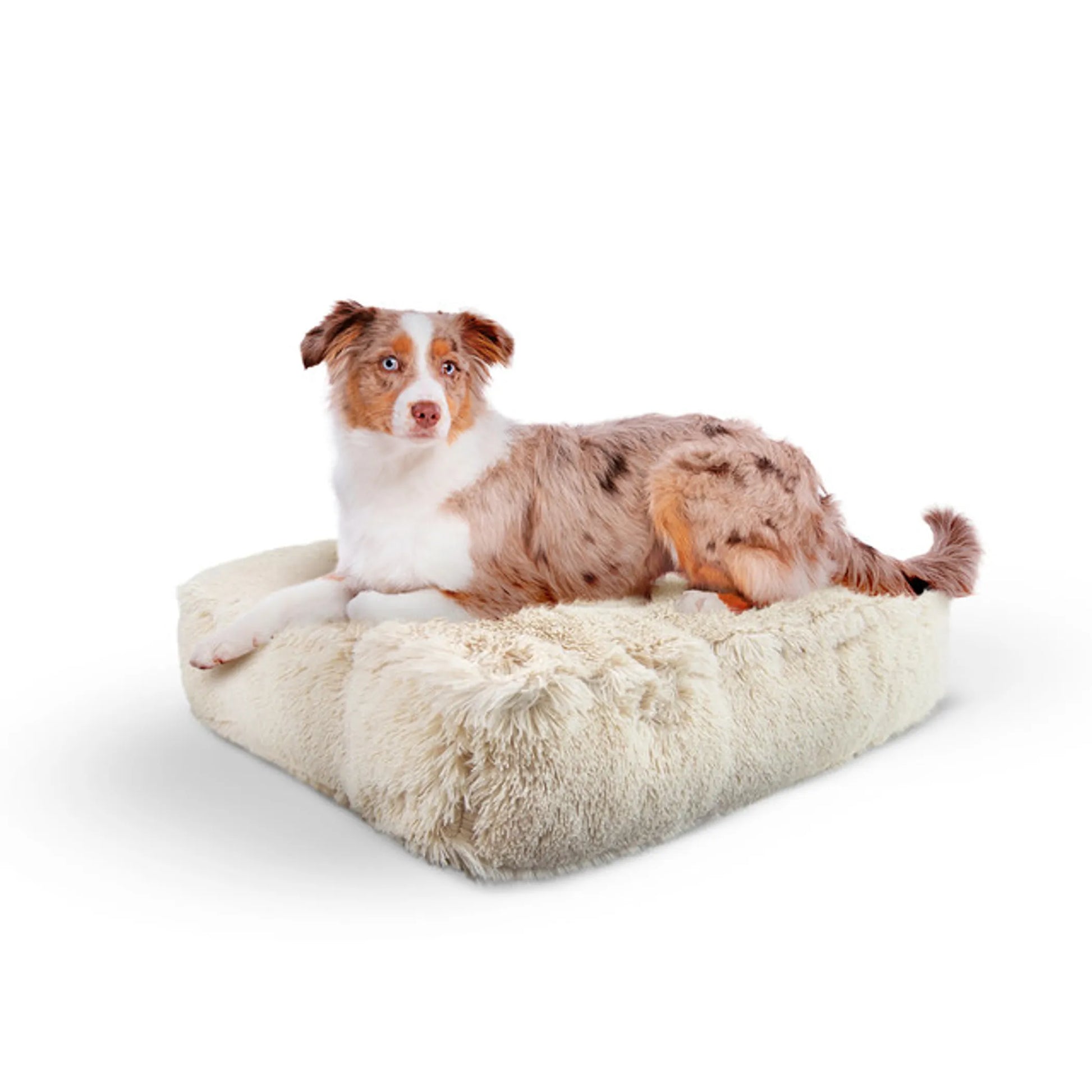 Bessie and Barnie Frosted Willow Rectangle Dog Bed Small - Luxury Plush Pet Bed with 5 Pillows & Washable Cover - Pets Perfect