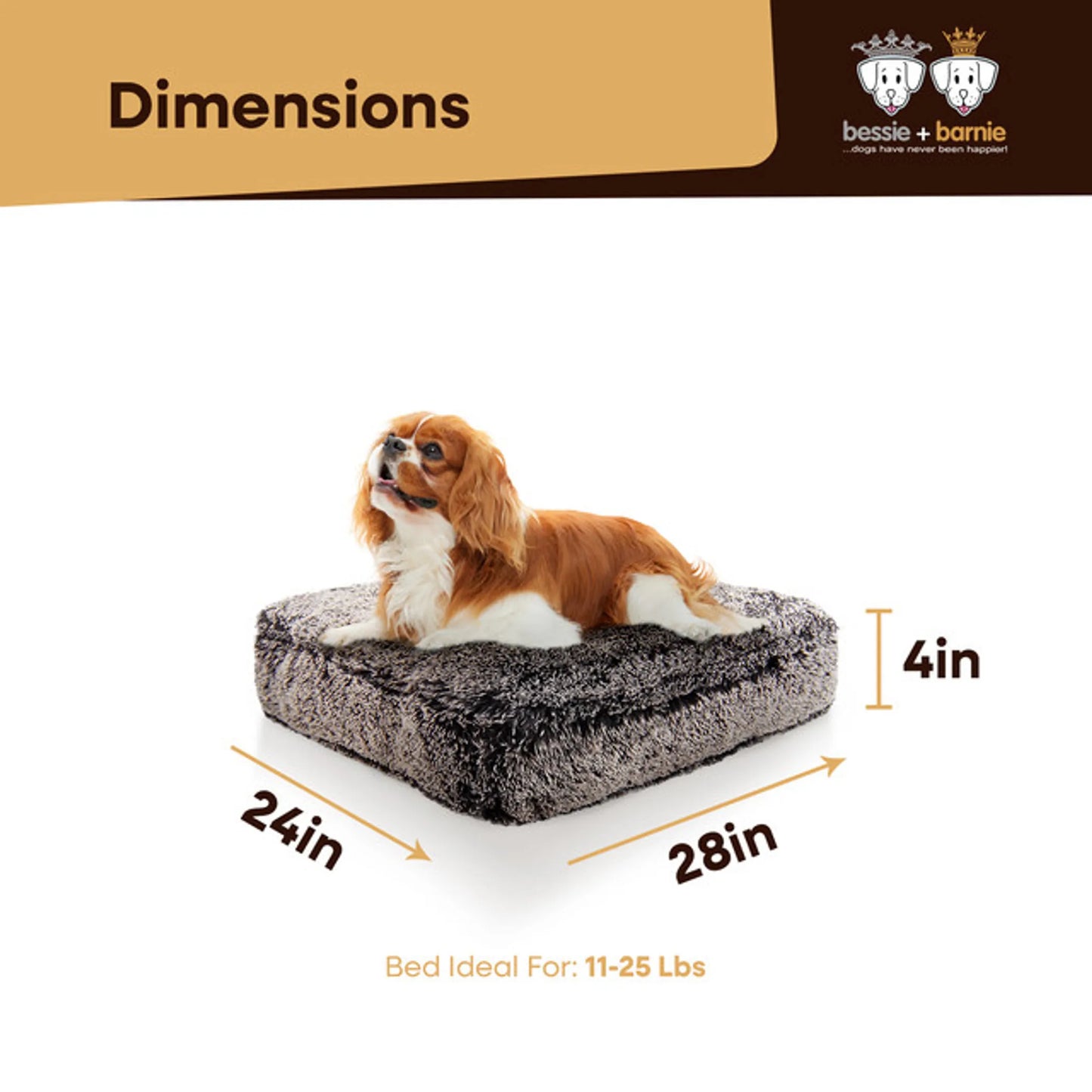 Bessie and Barnie Frosted Willow Rectangle Dog Bed Small - Luxury Plush Pet Bed with 5 Pillows & Washable Cover - Pets Perfect