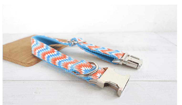 Patterned Dog Collar - Orange Blue Design - Pets Perfect