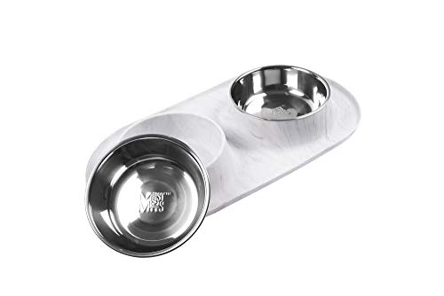 Messy Mutts Dog Double Feeder Marble 1.5 Cup Per Bowl - Pets Perfect