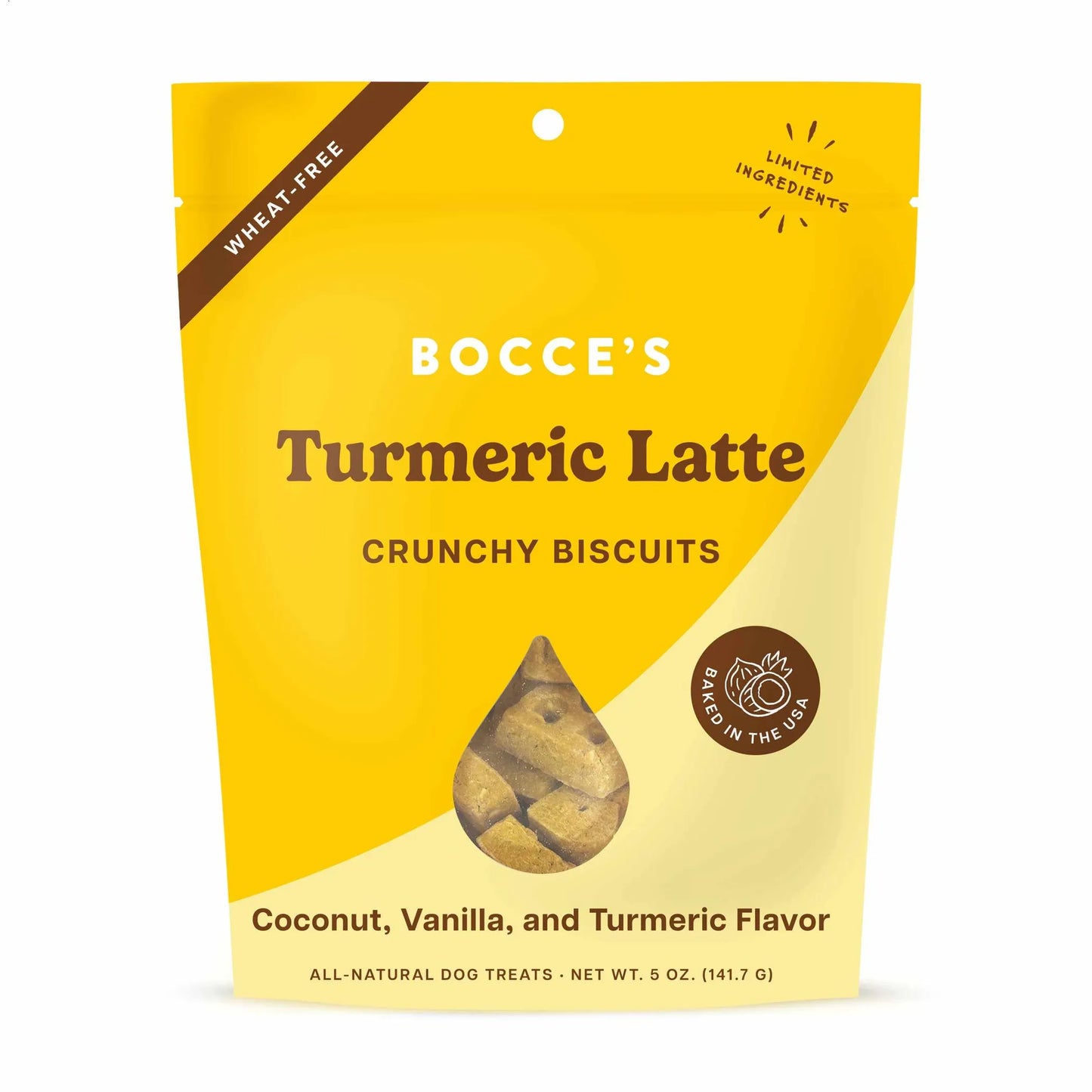 Turmeric Dog Treats - Bocce's Bakery Latte Biscuits with Coconut & Banana 5oz