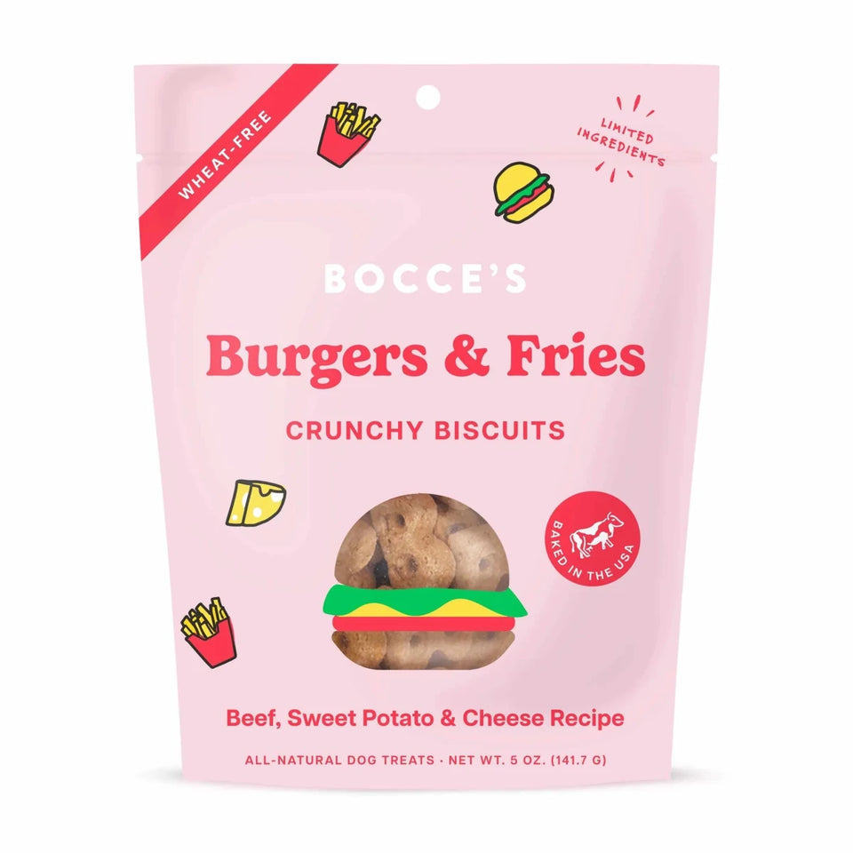 Bocce's Bakery Burgers & Fries Biscuit Dog Treats 5 oz - Pets Perfect