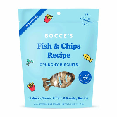 Bocce's Bakery Fish & Chips Biscuit Dog Treats 5 oz - Pets Perfect