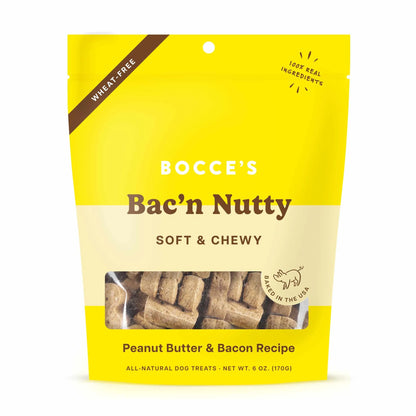 Bacon Peanut Butter Dog Treats - Soft Chewy Wheat-Free Biscuits with Real Bacon & PB - 6oz