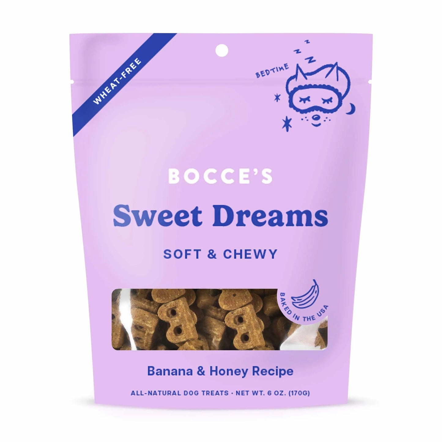 Sweet Dreams Calming Dog Treats - Soft Chewy Wheat-Free Biscuits with Chamomile, Banana & Honey - 6oz