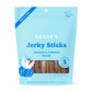 Package of Bocce's Jerky Sticks for dogs with blue and white design