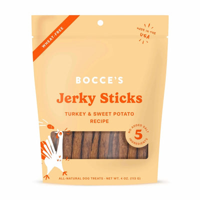 Bocce's Bakery Turkey Sweet Potato Jerky Sticks Dog Treats 4 oz - Pets Perfect