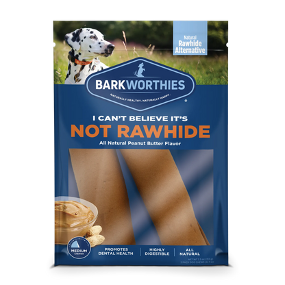 Natural Rawhide Alternative Dog Chews - Peanut Butter Flavor for Dental Health & Long-Lasting Chewing