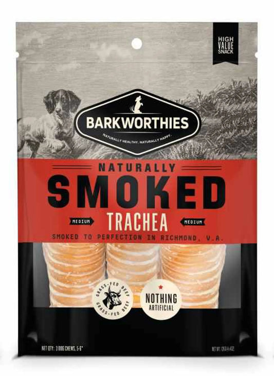 Beef Trachea Dog Chews - 6 Inch Smoked Natural Long-Lasting Chews - 3 Pack