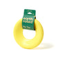 Yellow Earth Rated TPE Flyer Dog Toy with green packaging, durable ring shape for active dogs and outdoor play