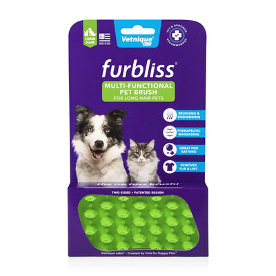 Furbliss Green Brush - Silicone Grooming & Deshedding Brush for Long Hair Dogs, Small - Pets Perfect