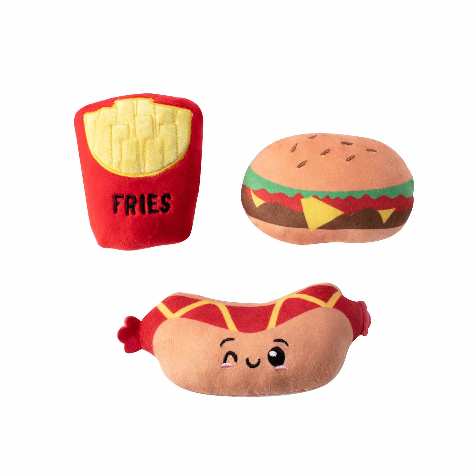 PetShop by Fringe Studio Fast Foods Plush Dog Toy Set Small 3pc - Pets Perfect
