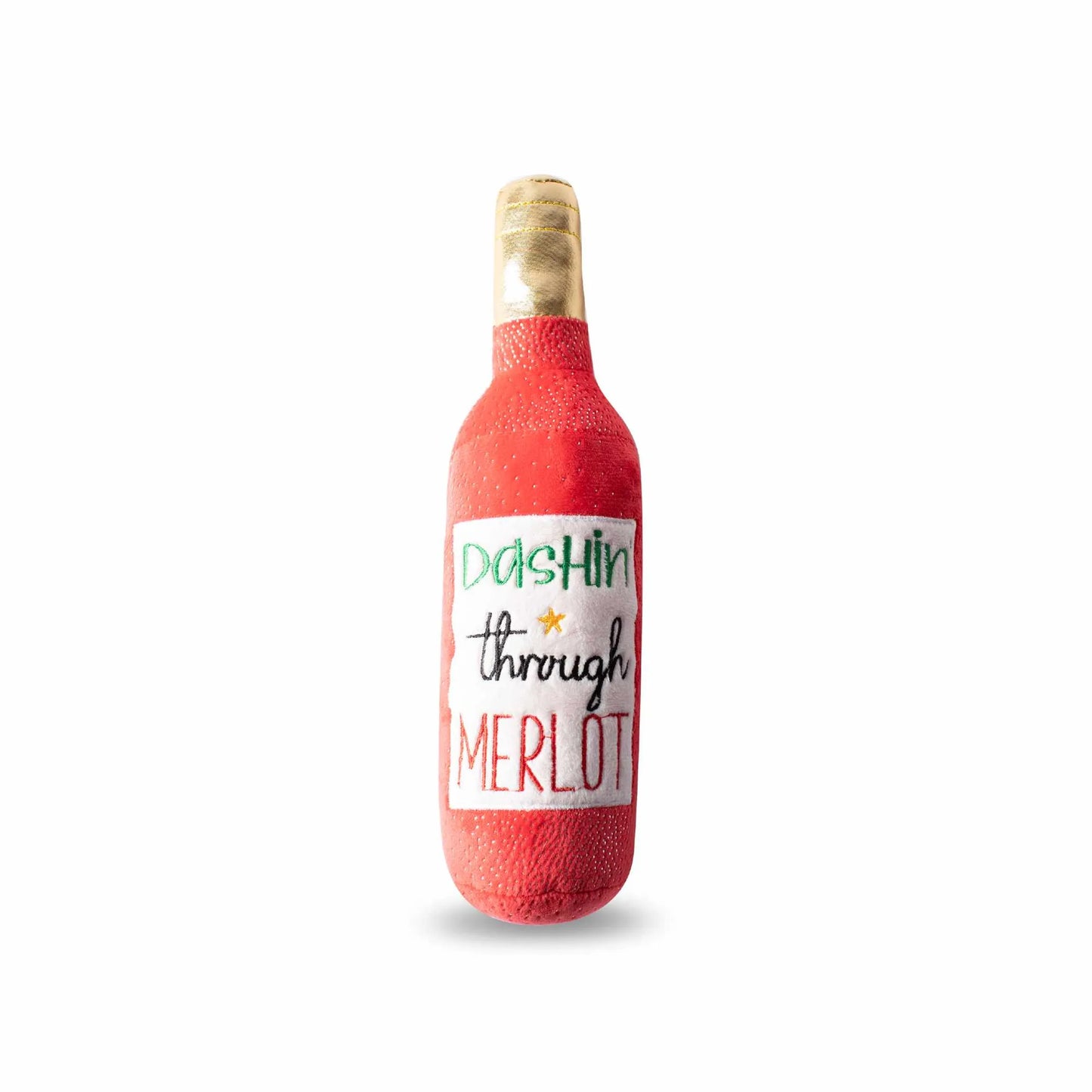 PetShop by Fringe Studio Dashin' Through Merlot Plush Dog Toy - Wine Bottle Squeaky Crinkle Holiday Toy