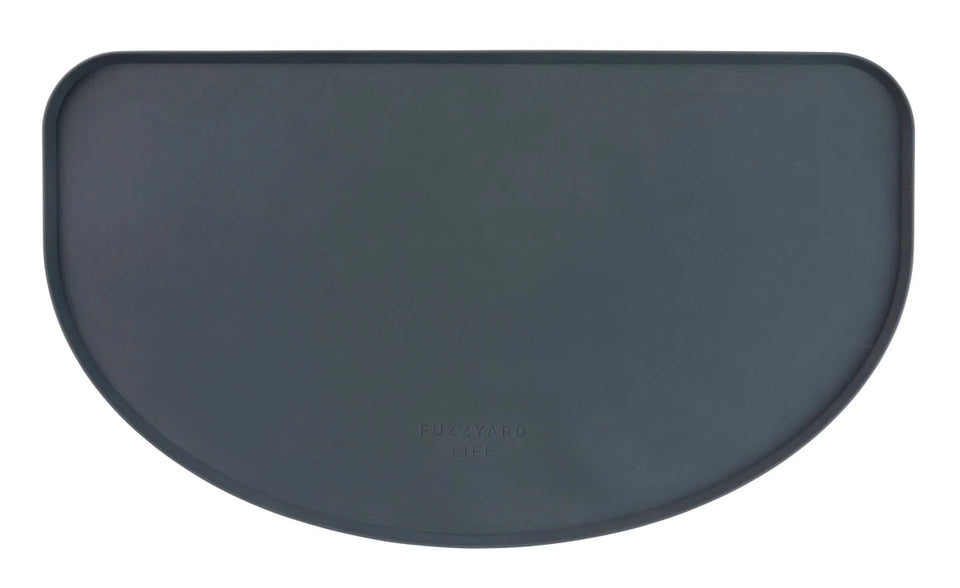 Charcoal FuzzYard Life silicone dog feeding mat, top view