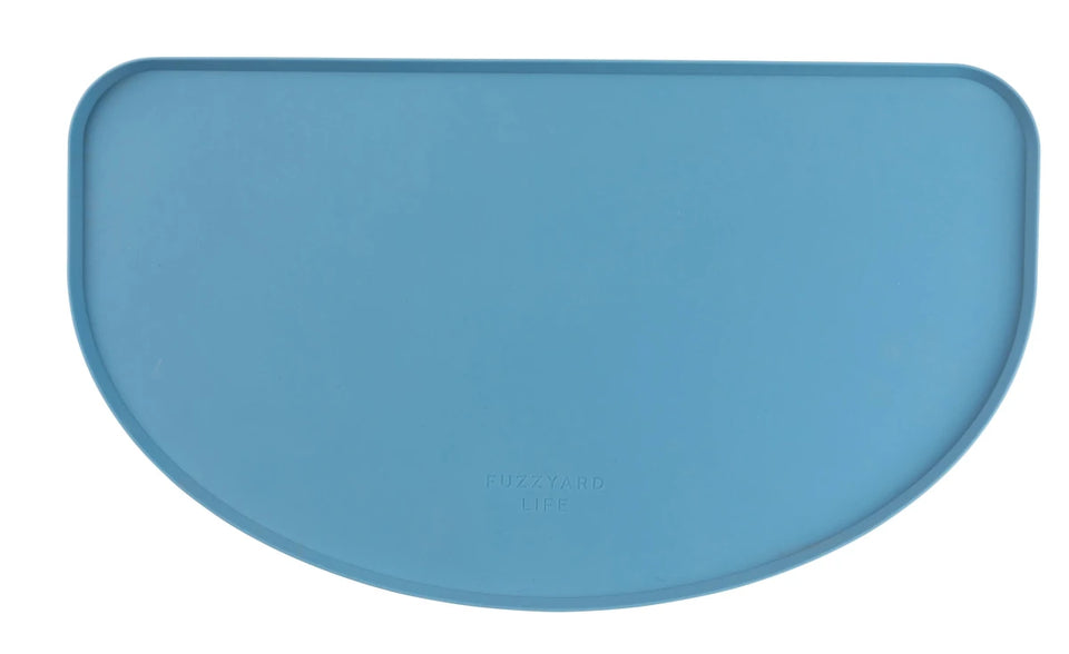 Blue FuzzYard Life silicone dog feeding mat, top view