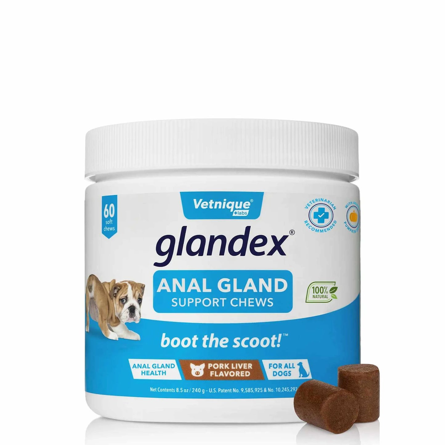 Glandex Pork Liver Soft Chews Jar - Dog Anal Gland Support & Digestive Health Supplement