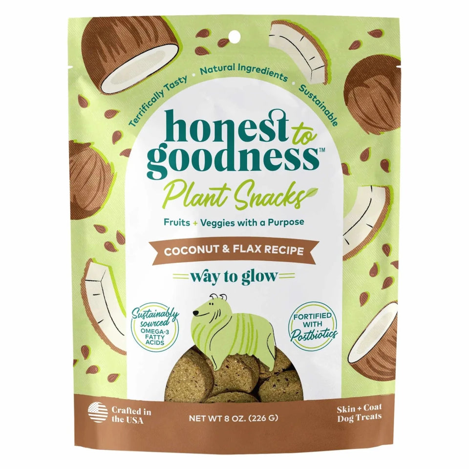 Honest To Goodness Plant Snacks Way to Glow Coconut & Flax Recipe Dog Treats 8 oz - Pets Perfect