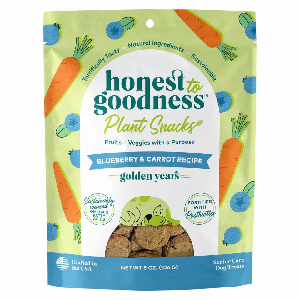 Honest To Goodness Plant Snacks Golden Years Blueberry & Carrot Recipe Dog Treats 8 oz - Pets Perfect