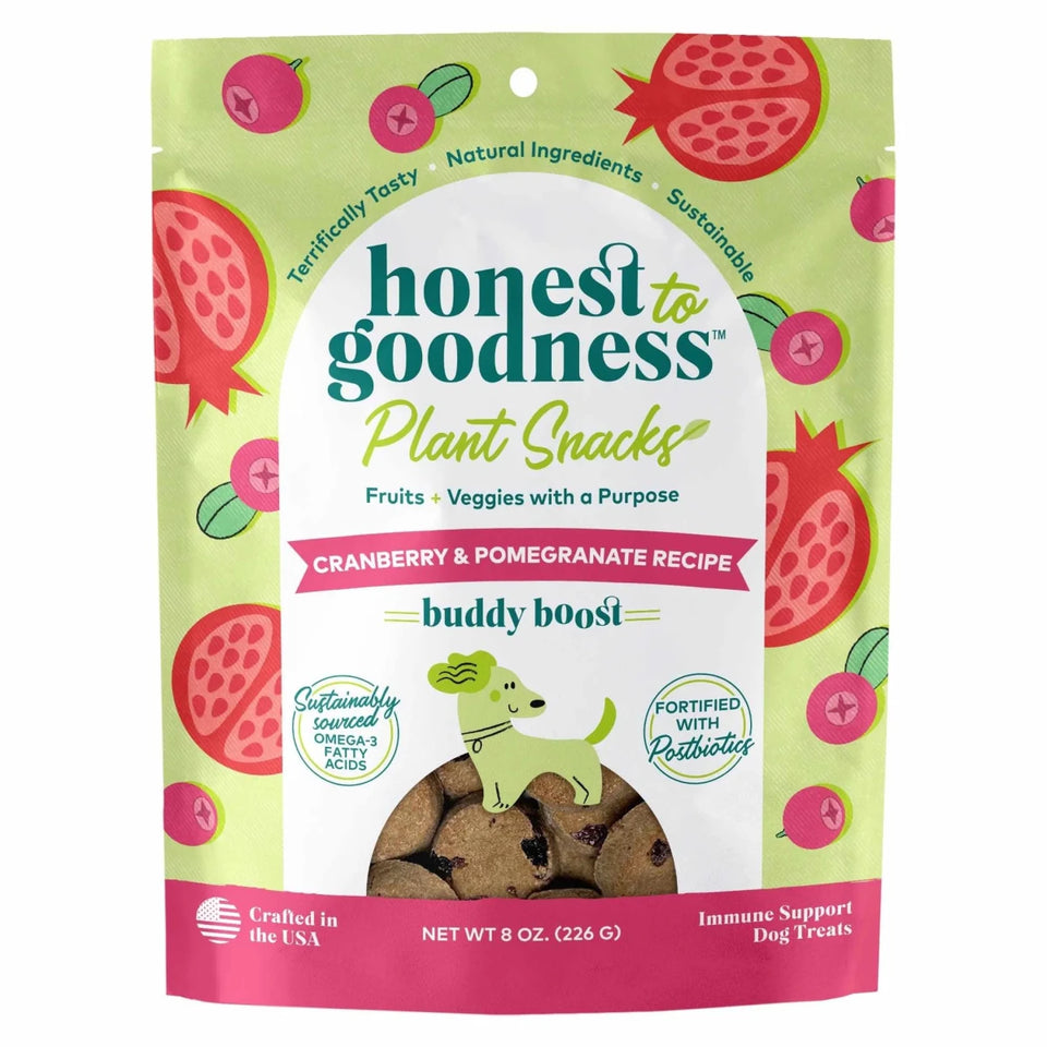 Honest To Goodness Plant Snacks Buddy Boost Cranberry & Pomegranate Recipe Dog Treats 8 oz - Pets Perfect
