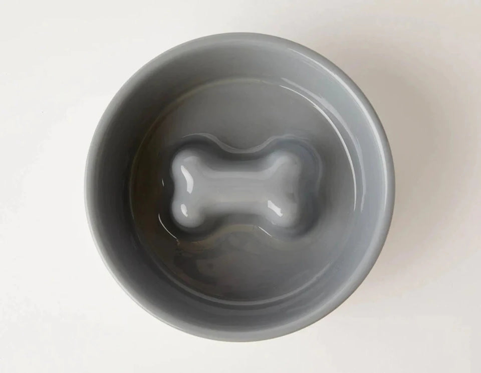 Jax & Bones Bone Slow-Feeder Stainless Steel Dog Bowl - Pets Perfect
